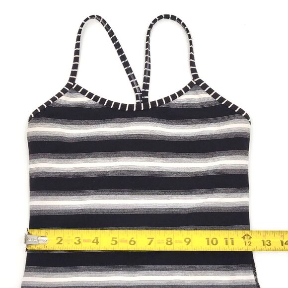 Lululemon Power Y Tank Top Shirt Built-Support No Padding 6 Black White Stripes - Picture 11 of 11